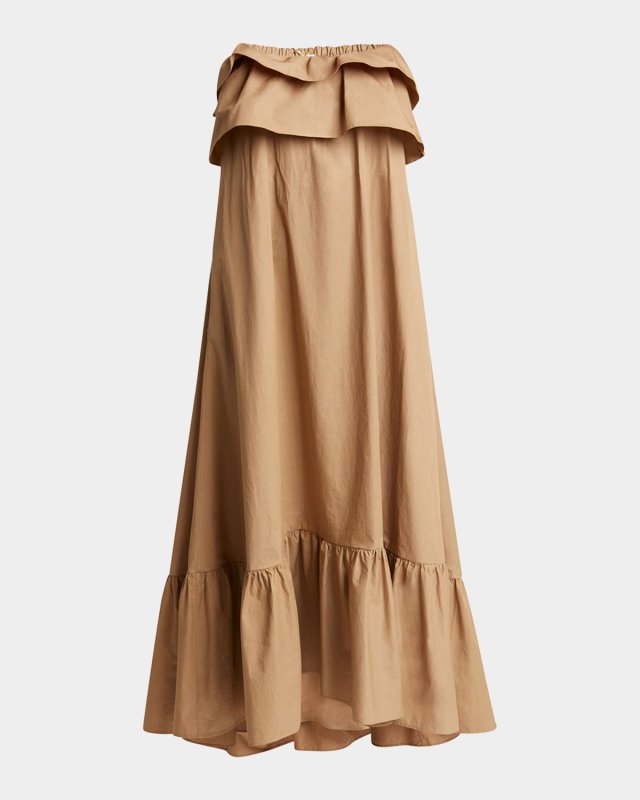 Long Strapless Ruffled Dress